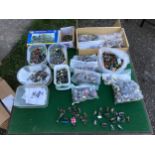 Collection of small plastic and lead military figurines, predominantly the Napoleonic War time
