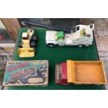 Lot of tinplated toys including a boxed Handy Hank, battery-Operated Mystery Tractor, Tonka dump