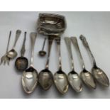 Silver to include 5 teaspoons London 1834, maker Joseph Barnett and William Walters, salt, four