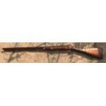 Single barrel percussion shotgun, approx 10mm by Welborne, barrel length 30'', hardwood ramrod