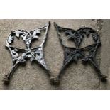 Pair of cast iron bench ends with grapevine decoration 57cm d.Condition ReportBroken iron at top