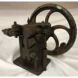 A cast iron leather cutting machine DRGM ROD 1. Hand crank height approx 26cm.Condition