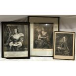 A selection of 3 original engraving print portraits, 'D. Henrica-Maria Borbonia' 46 x 33.5cm, '