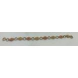 Tri colour 9ct gold chain bracelet. 8.9gm.