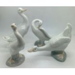 Four Lladro/Nao Geese. Tallest 15cms high.Condition ReportTallest with small chip to beak.
