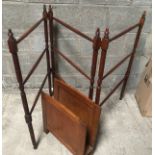 A mahogany three fold clothes airer 93cm h x 66cm w (3 sections) together with an oak magazine