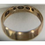 Nine carat gold wedding band, size J. 1.3gm.Condition ReportRepaired.