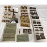 Stereoscope with a selection of Keaton stereoscopic slides of 'wild birds and beasts at home' and