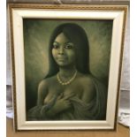 A mid century print of a semi- nude lady, ?Liza? by G Neswadba. 60 x 50cm in a gilt painted frame.