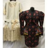 Two 1980's dresses to include a Gina Fratini batique cotton jacket and matching strapless dress Uk