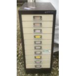 Bisley steel 10 drawer office cabinet. 68 h x 41 d x 28cm w.Condition ReportMinor paint wear to side