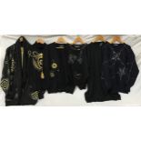 Five Escada 1980's knitted jumpers and cardigans in dark tones. Sizes from left to right 36, 36, 40,