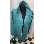 A 1970?s turquoise leather ladies jacket made from Nappa leather, maker unknown. Size 64cm from
