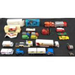 A collection of vintage toy vehicles to include: Dinky Coventry Climax fork lift truck, 3 x Corgi
