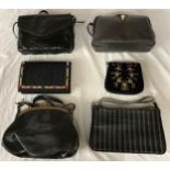 A collection of 6 handbags to include 2 x jewelled and embellished clutches one by Jane stilton, 1 x