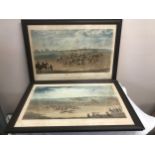 Six Racing Scene lithographs prints of Epsom & Doncaster Races to include Doncaster Races x 2 J.