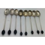 Eight silver coffee bean spoons, 3 x Birmingham 1924 and 5 x Birmingham 1931. Total weight41.6gm.