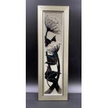 A boxed Moorcroft wall plaque "Summer Silhouette". Frame 44 x 14cm.Condition ReportGood condition.