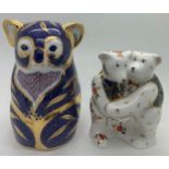 Royal Crown Derby, Koala paperweight with gold coloured stopper with embracing teddies.Condition