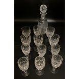 Waterford Colleen glass whiskey decanter, 6 x sherry glasses and 6 x claret glasses.Condition