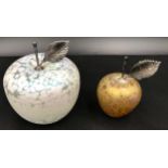 Two Glasform apple paperweights by John Ditchfield, approx. 9cm h and 7cm h. Signed to base with