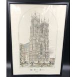 A framed engraving print of 'The Minster Beverley', print 50 x 35.5cm. Frame 1.5cm.Condition