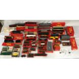 Triang 00 gauge boxed plastic model railway selection of coaches, goods wagons, buildings and