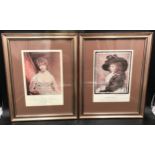 A pair of reproduction engraving prints of portraits of ladies: Hon Mrs E. Bouverie and Almeria.