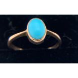 A Turquoise ring set in 9ct gold. Size P/Q. Weight 2gm.Condition ReportGood condition.