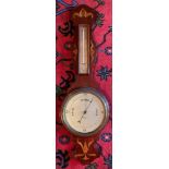 An Art Nouveau inlaid mahogany aneroid barometer. Willard & Son, Bristol. 82cm h.Condition