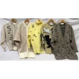 Five Escada 1980's knitted jumpers and cardigans in cream/ yellow/beige tones, some with