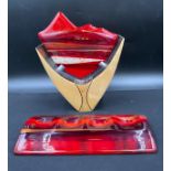 Fused glass candle holder 28 x 13cm by Scott Irving, Edinburgh wood and glass artist, together