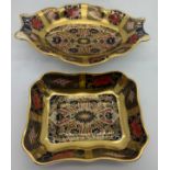 Two Royal Crown Derby dishes No. 1128, 14 x 9cm and 7 x 9cm approx.Condition ReportGood condition.