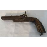 Pinfire pistol, side by side, double barrelled, 10.5cm barrel length, mid/late Victorian.