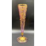 A pink fluted glass vase decorated with gilt and acorns in relief. 35cm h.Condition ReportGilt