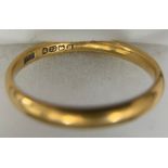 Twenty two carat gold wedding band. 2.3gm. Size M.Condition ReportGood condition.