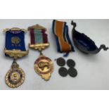 Masonic medals to include hallmarked silver Jubilee Lodge, 4 numbered metal tokens and a .925 silver