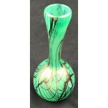 A Glasform J. Ditchfield green iridescent small vase 17.5cm h, signed to base number 8406.