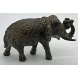 An ornately decorated bronze model of an Indian elephant. 7cm l.