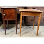 A 19thC mahogany pot cupboard together with early 20thC side table.Condition ReportSide table top