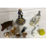 A collection of 10 ceramic figurines to include 2 x Royal Doulton miniature Toby jugs, Royal Doulton