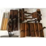 A collection of vintage tools to include boxed chisel set, planers some for beading or architrave