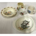 A collection of 5 ceramic items to include a Royal Doulton 'Bunnykins' mug and bowl, Spode