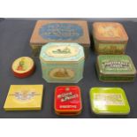 Eight various vintage tins to include Pontefract cakes, McVitie and Prices digestive etc.Condition