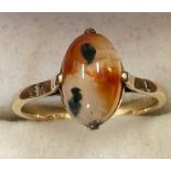 Nine carat gold ring set with moss agate, size L, weight 2gm.Condition ReportGood condition.