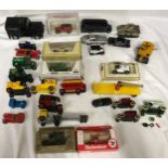Diecast model vehicles collection, Matchbox trucks, fire engine, cars, 5 Corgi models, one Dinky