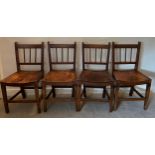 Four 19thC Norfolk chairs.Condition ReportCracks to seats, old woodworm.