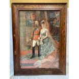 Framed jigsaw of King Edward VII and Queen Alexandria. Jigsaw size 42cms w x 62cms h, frame size