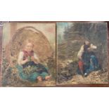 Two 19thC Swiss oil on canvas, depicting young females. 20 x 17cm.Condition ReportSome wear and
