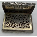 A Victorian silver vinaigrette Birmingham 1857 maker G Wheeler & Co (George and Mary Wheeler). 4 x